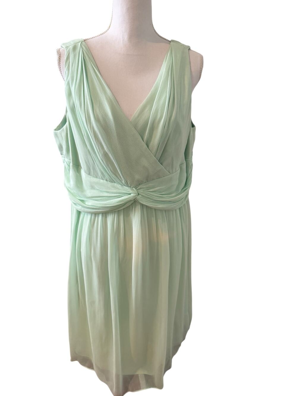 Donna Morgan Silk Chiffon Midi Party Dress Mint Green Plus Size 18W